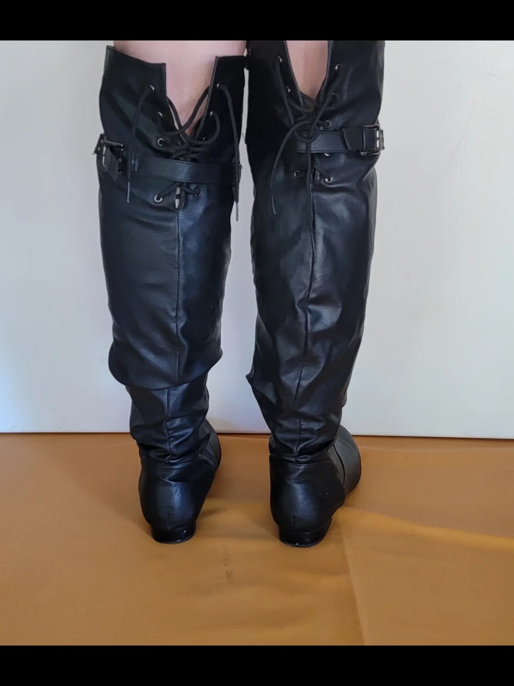 Tall Black Women's Buckle Knee-High Boots